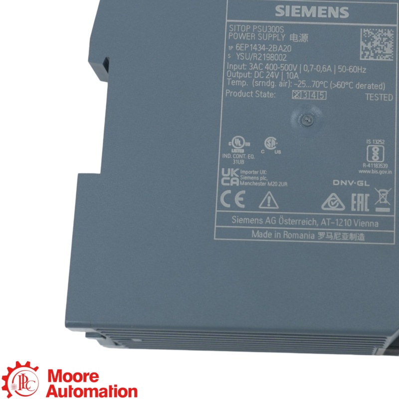 Siemens 6EP1434-2BA20 SITOP PSU300S 24 V DC 10 A voeding